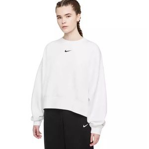 Nike Women's Sportswear Collection Essentials Oversized Fleece Crew - White